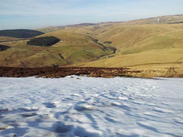 Looking west up the Coquet Valley & down to Barroburn from near the top of Shillhope Law 20130217_120550