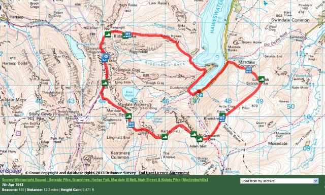 Haweswater Skyline Circuit Route Map Haweswater Skyline Circuit Route Map