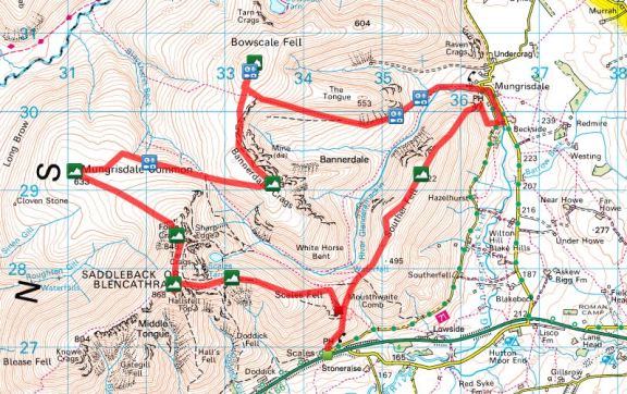 Blencathra Wainwrights Route from Scales