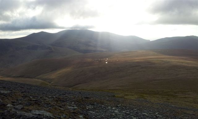 Ascending with views back over Mungrisey thingy to Skiddaw beautifully clear - 7.25pm