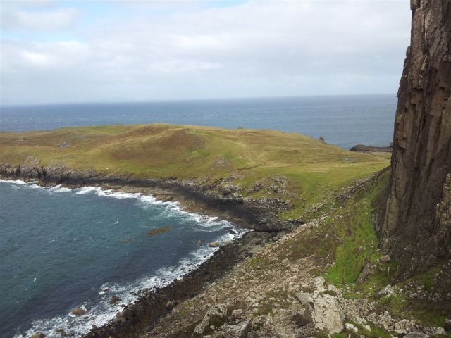 The path cuts across & under the basalt cliffs 