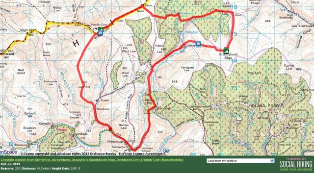 Cheviots Route Map Cheviots Route Map
