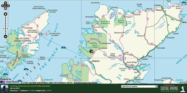 Sutherland & the NW Highlands with Cul Beag route - click to zoom