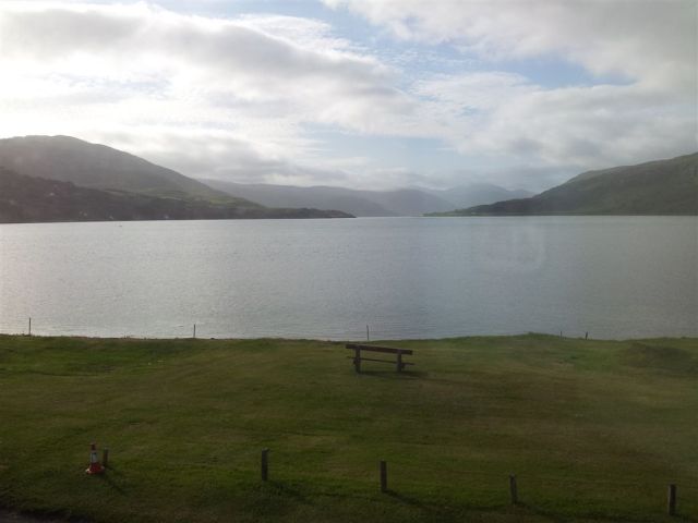 Ullapool guest house view 8am, calmness after 3 days of stormforce winds Ullapool guest house view 8am, calmness after 3 days of stormforce winds