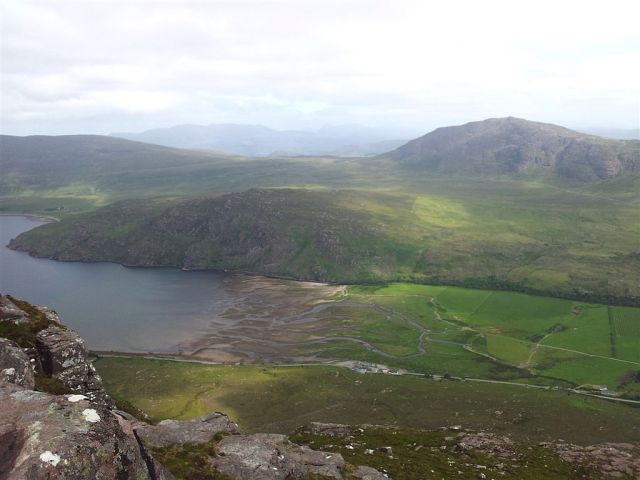 Views north over Little Loch Broom & Dundonnel with car by hut on right Views north over Little Loch Broom & Dundonnel with car by hut on right