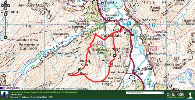 Birks & Arnison Crag route from Paterdale Hotel