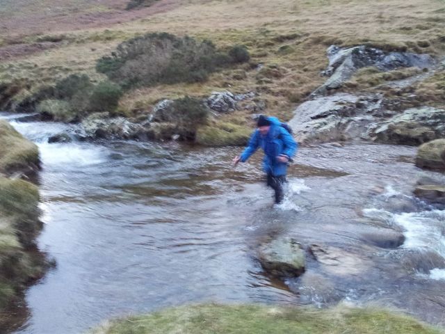An aquatic Alan attempting the Mosedale Beck ford