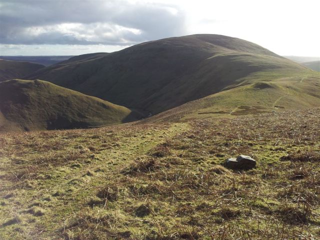 Looking back to Shillhope Law with Inner Hill peeping left Looking back to Shillhope Law with Inner Hill peeping left