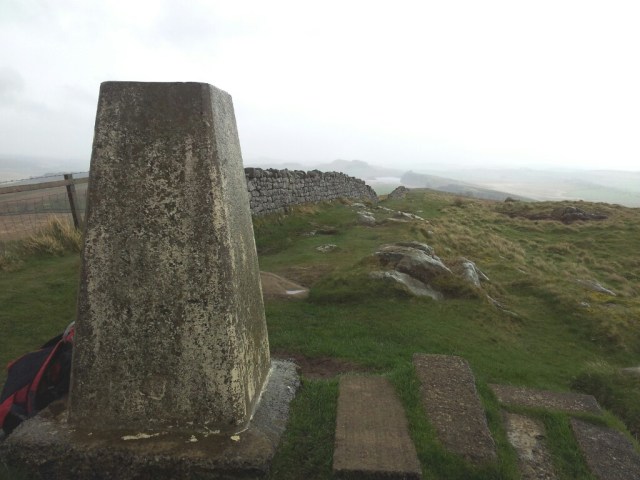 Winshield Crags trig point in the rain